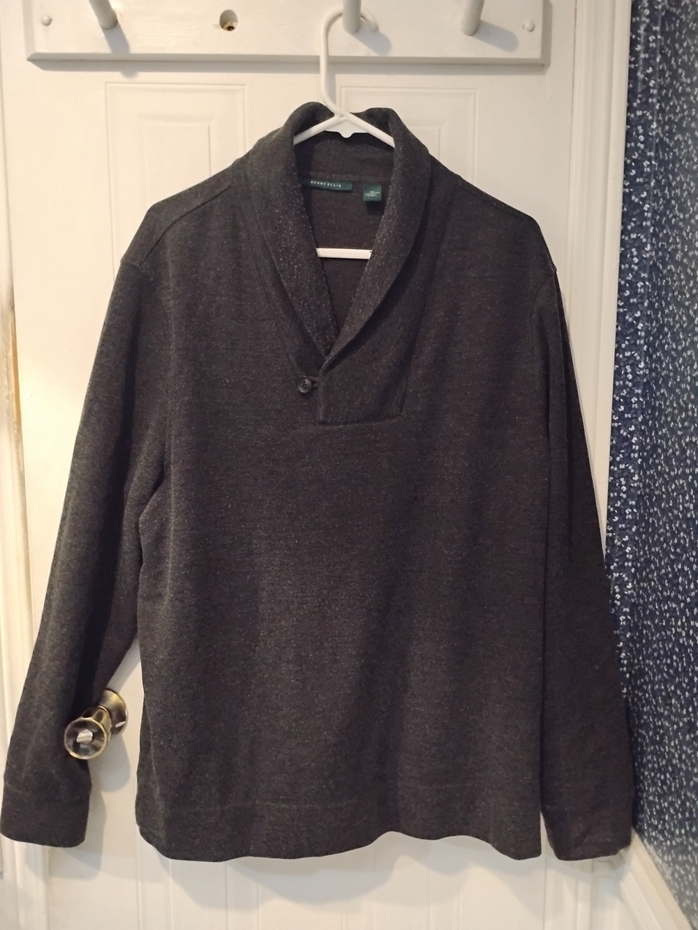 Perry Ellis Men's Dark Gray Shawl Collar Turtleneck Sweater